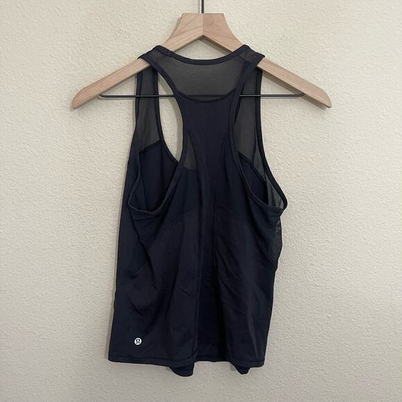 Lululemon Ace Tank Scoop Neck Racerback Mesh Panel Lullure Slim Fit Top Black 4 - Picture 9 of 12